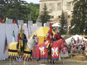 Knights in shining armor at Jedenspeigen medieval fair.