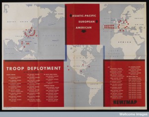 The United States Army in World War II: deployment of troops Credit: Wellcome Library, London.